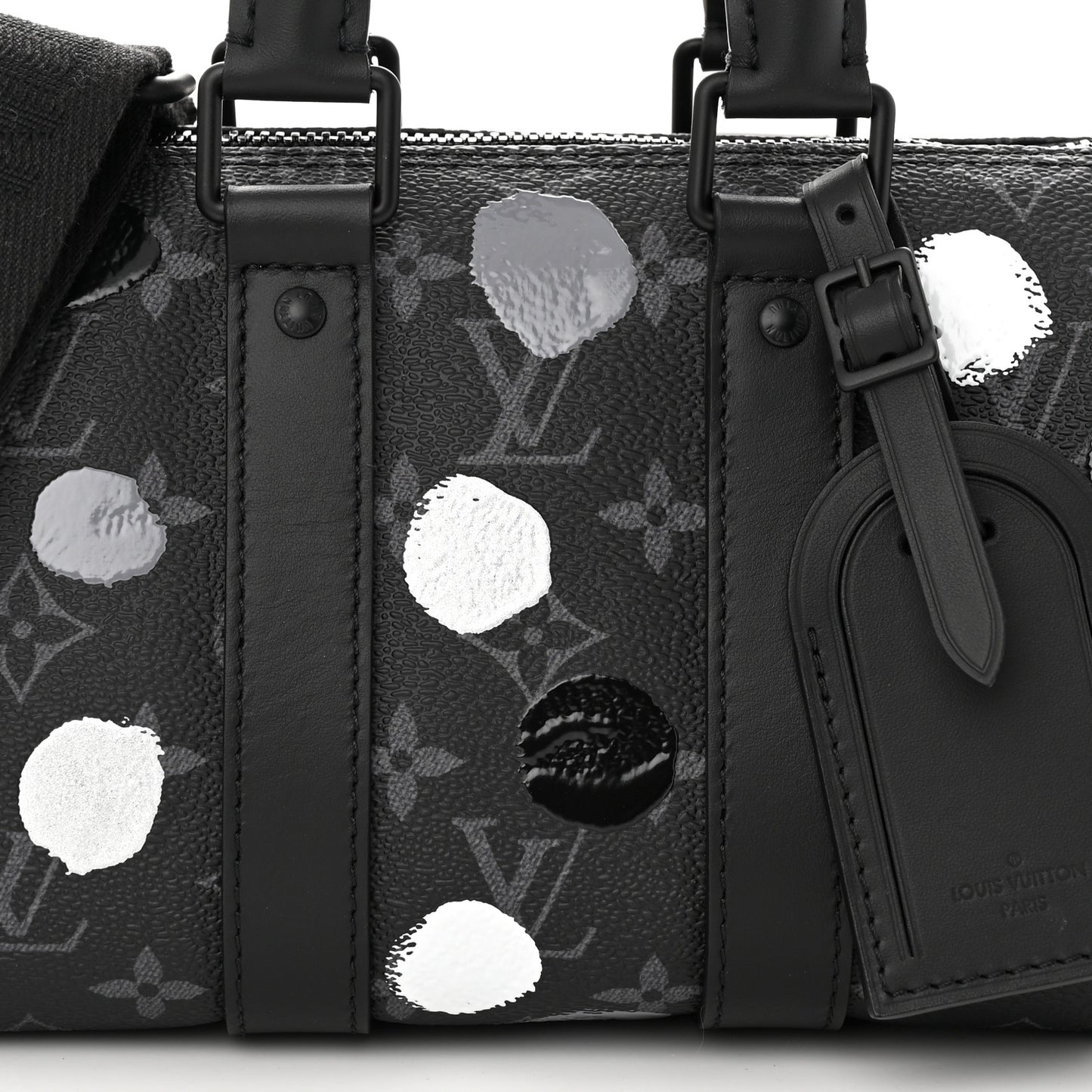 LV X YK Monogram Eclipse Keepall Bandouliere 25 Black Silver