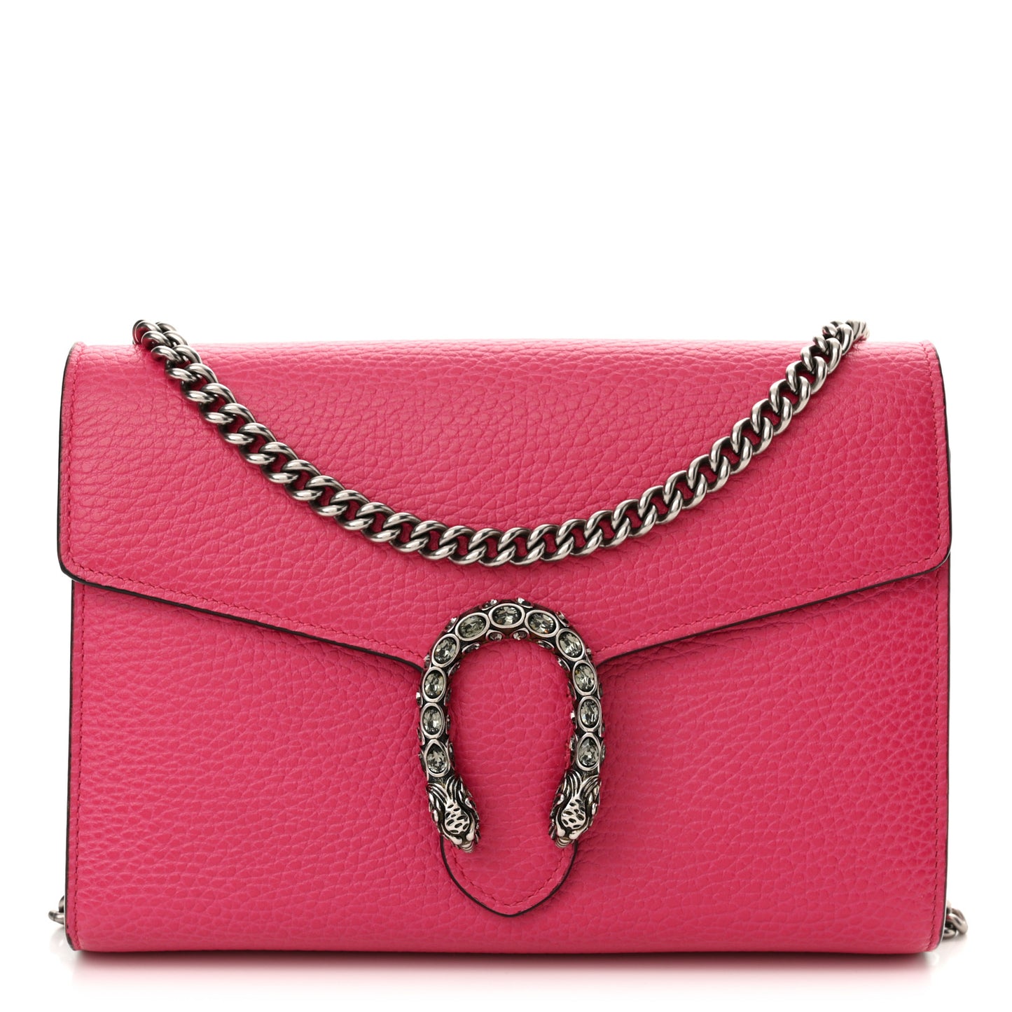 Dollar Calfskin Crystal Mini Dionysus Chain Wallet Box Pink