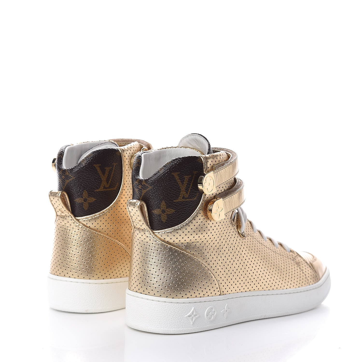 Louis Vuitton Calfskin Monogram Boombox High Top Sneakers 37 Gold 4 of 8