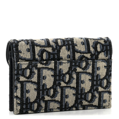 Christian Dior Oblique Saddle Card Holder Blue 3 of 9