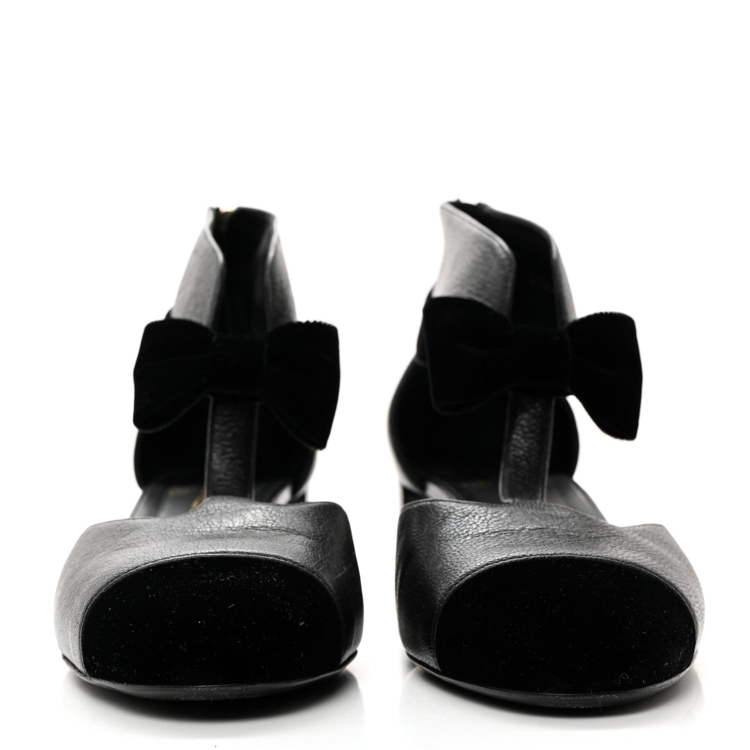 Chanel Goatskin Velvet Cap Toe CC Bow Cut Out Ankle Boots 41 Black 2 of 10