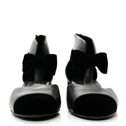 Chanel Goatskin Velvet Cap Toe CC Bow Cut Out Ankle Boots 41 Black 2 of 10