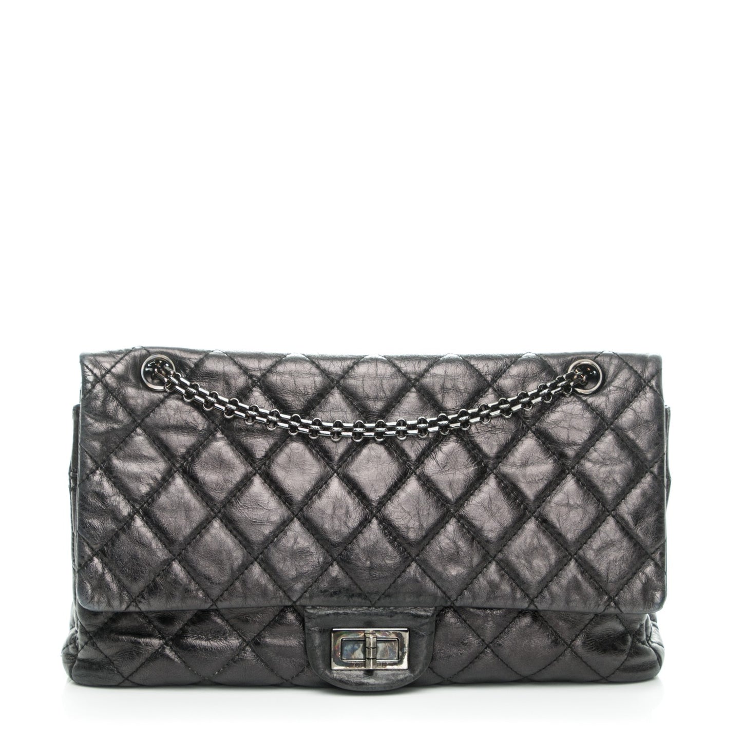 Aged Calfskin Quilted 2.55 Reissue 227 Flap Black