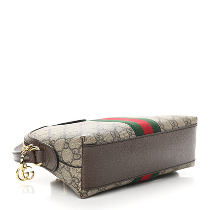 Gucci GG Supreme Monogram Textured Dollar Calfskin Web Small Ophidia Dome Shoulder Bag Beige Ebony New Acero 4 of 11