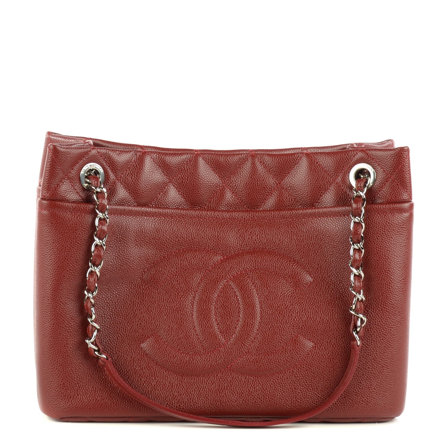 Chanel Caviar Quilted Large Timeless CC Soft Tote Dark Red 1 of 7