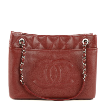 Chanel Caviar Quilted Large Timeless CC Soft Tote Dark Red 1 of 7