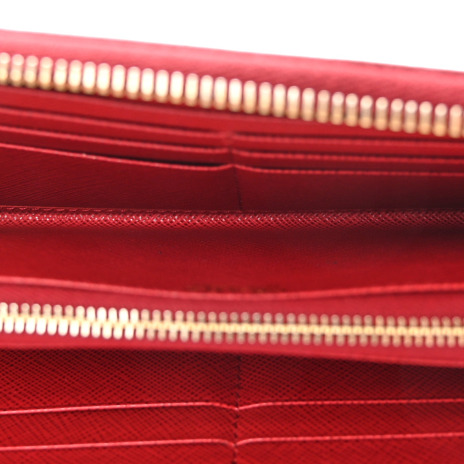 Prada Saffiano Metal Zip Around Wallet Fuoco 5 of 12
