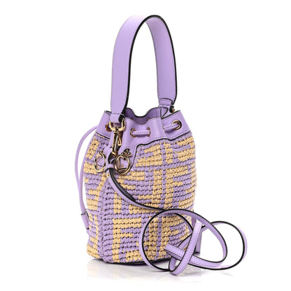 Fendi Raffia Vitello Seta F is Fendi FF Woven Mini Mon Tresor Bucket Bag Anemone Natural 4 of 15