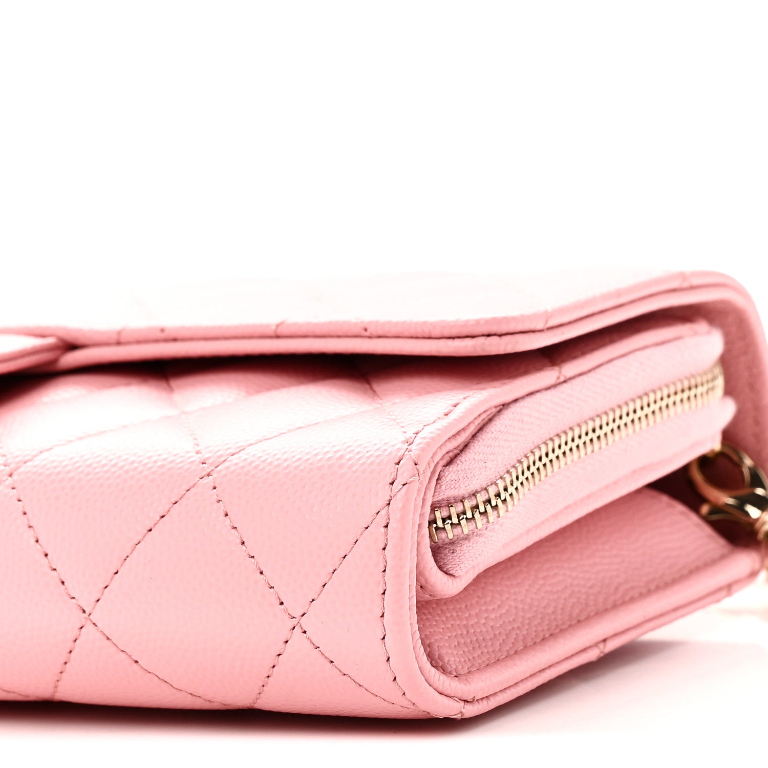 Chanel Caviar Quilted Phone Holder Wallet on Removable Chain Pink 12 of 13