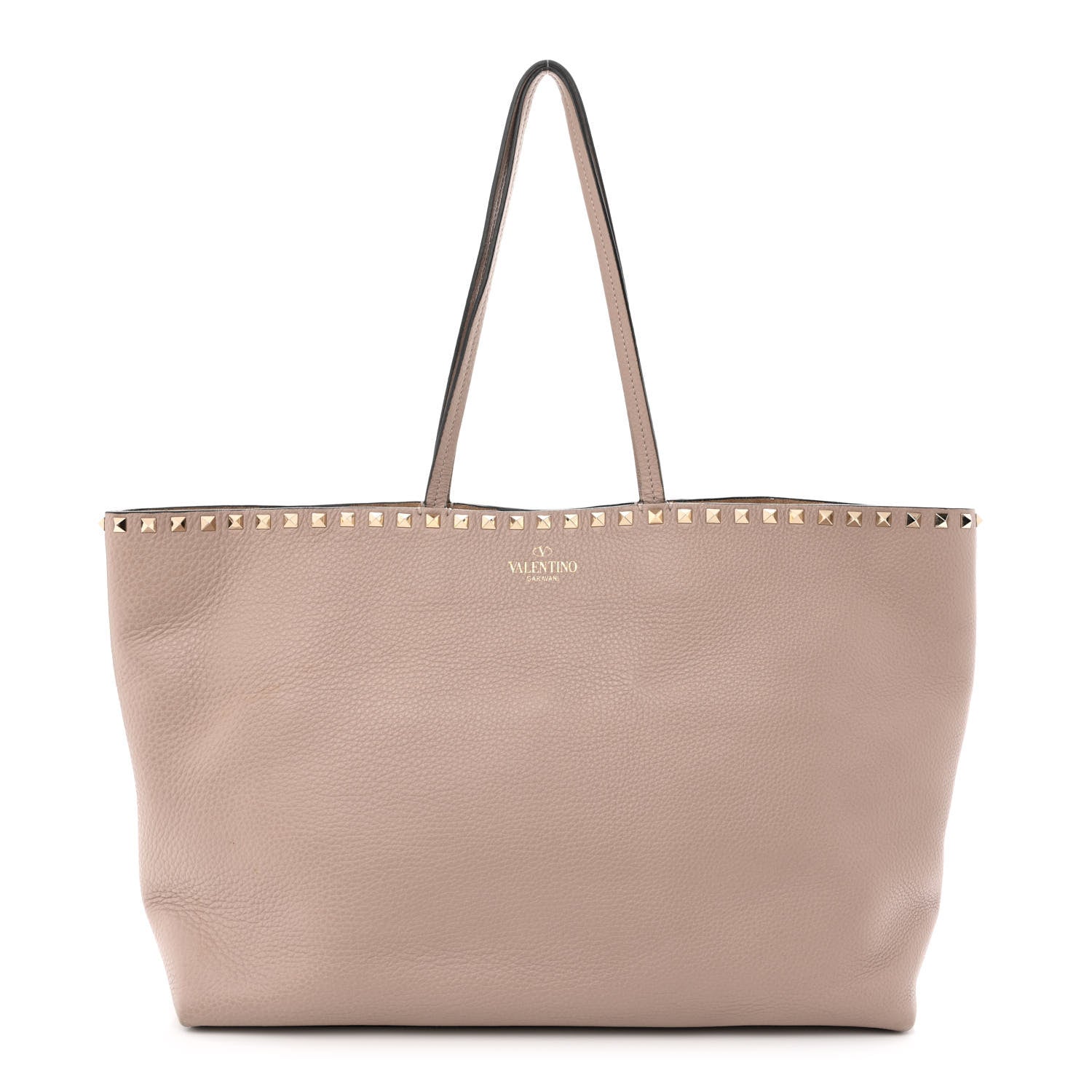 Valentino Garavani Grained Calfskin Rockstud Shoulder Tote Poudre 1 of 15