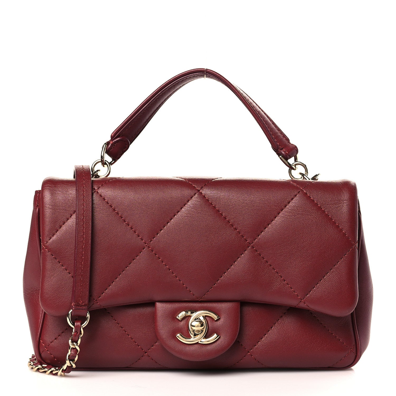 Chanel Lambskin Quilted Small Easy Carry Flap Burgundy 1 of 9