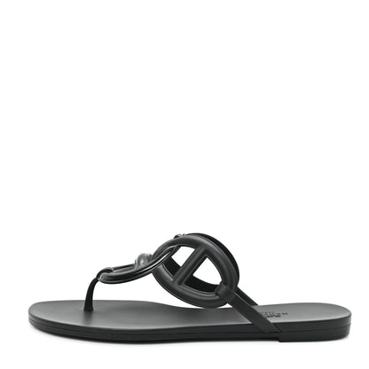 Hermes Rubber Womens Egerie Sandals 38 Black 1 of 10