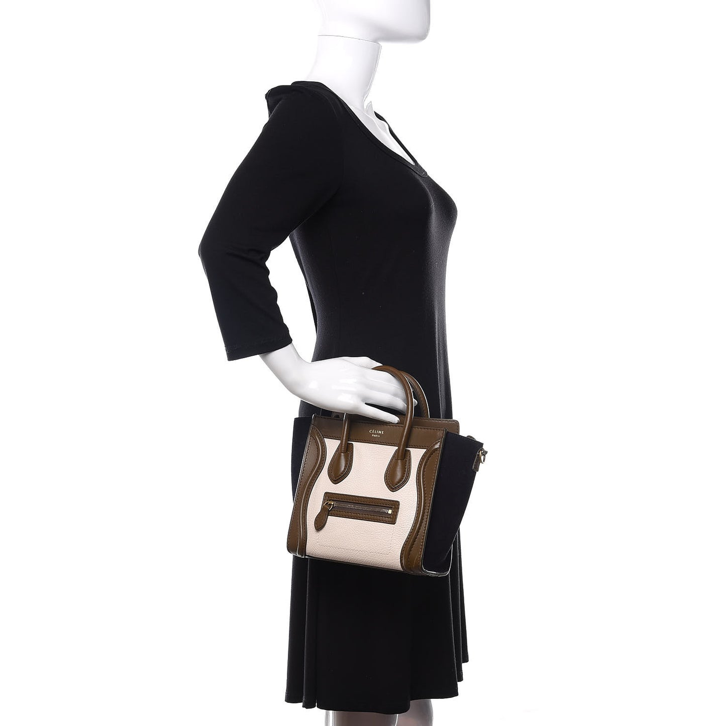 Calfskin Suede Nano Tri-Color Luggage Cream