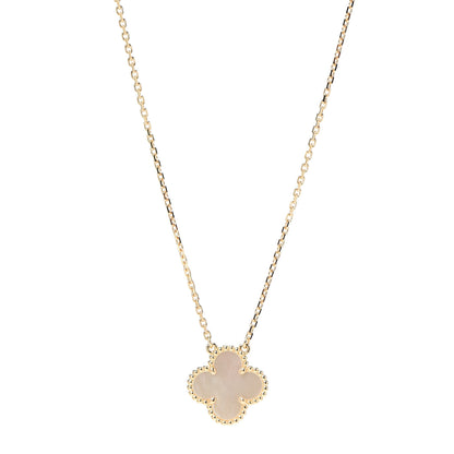 Van Cleef & Arpels 18K Yellow Gold Mother of Pearl Vintage Alhambra Pendant Necklace 1 of 8