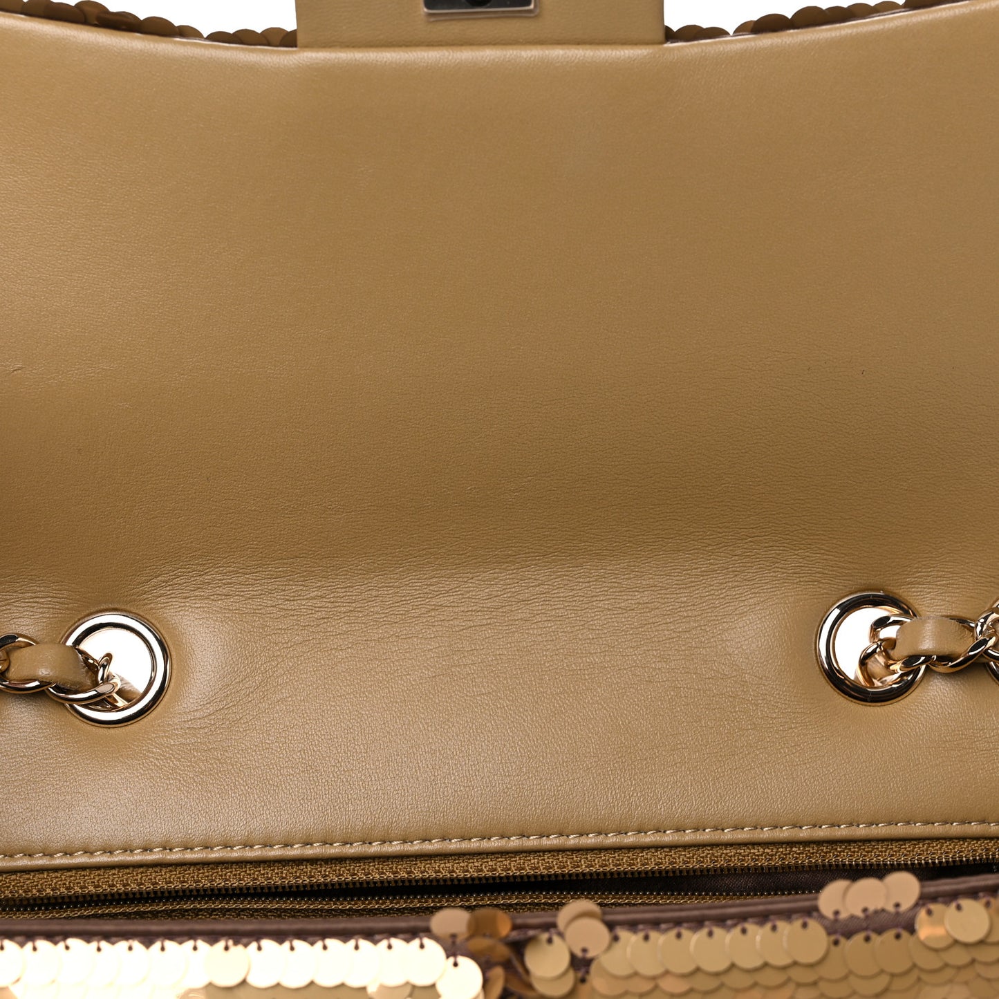 Sequin Quilted Medium Single Flap Gold