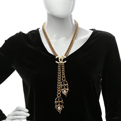 Chanel Pearl Metal CC Chain Necklace Gold 2 of 5