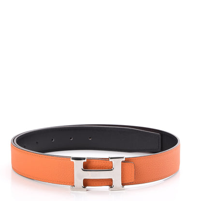 Hermes Box Togo 32mm H Belt 85 Black Orange 7 of 7