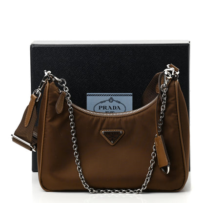 Prada Tessuto Nylon Saffiano Re-Edition 2005 Shoulder Bag Cacao 11 of 11