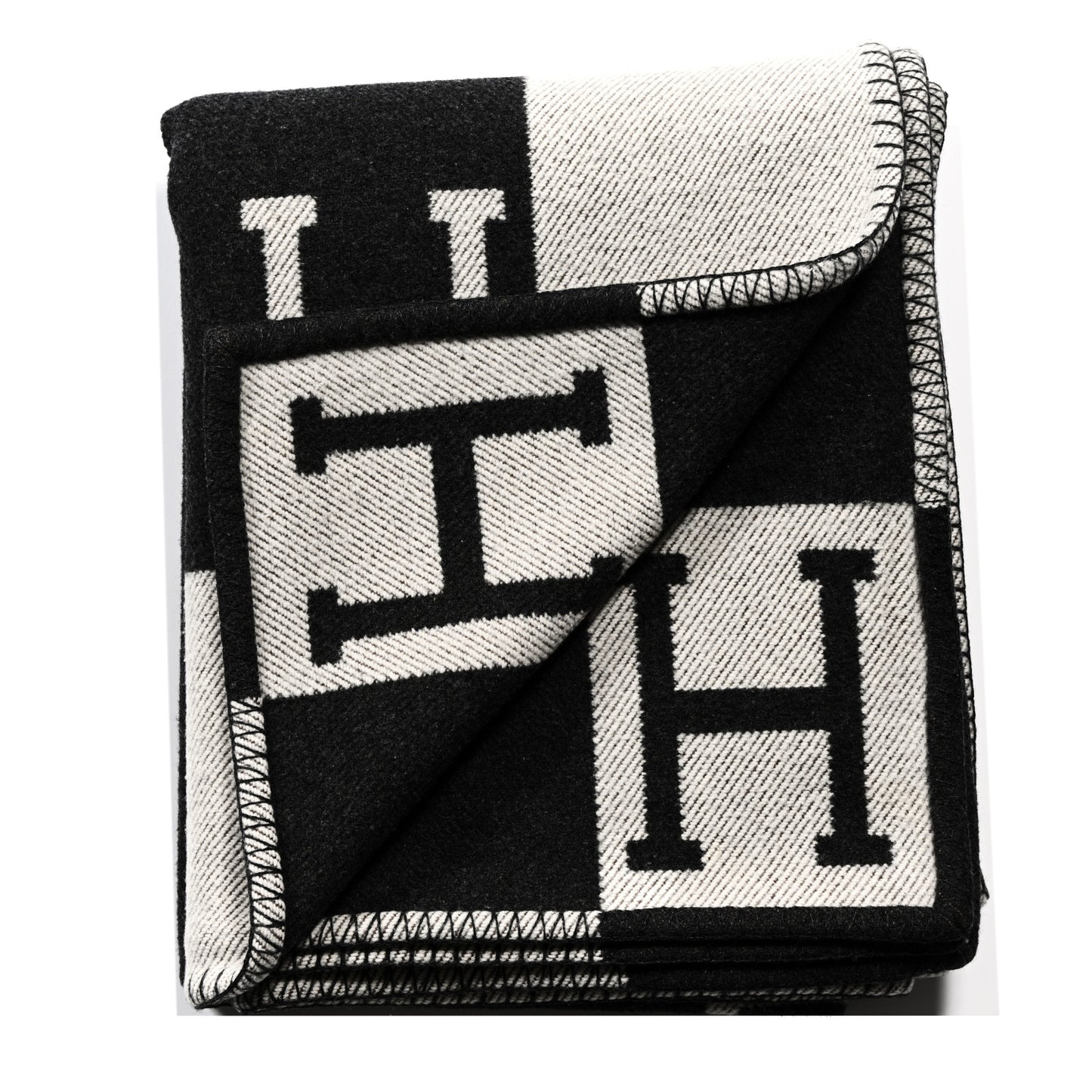 Wool Cashmere Avalon III Blanket Ecru Gris Fonce