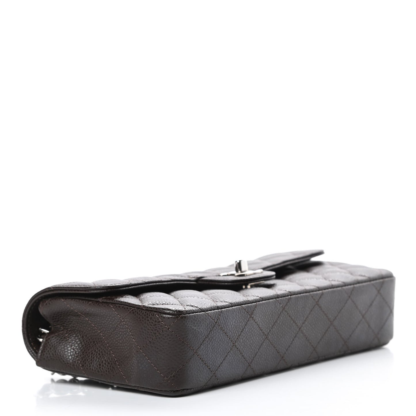 Caviar Quilted East West Flap Dark Brown