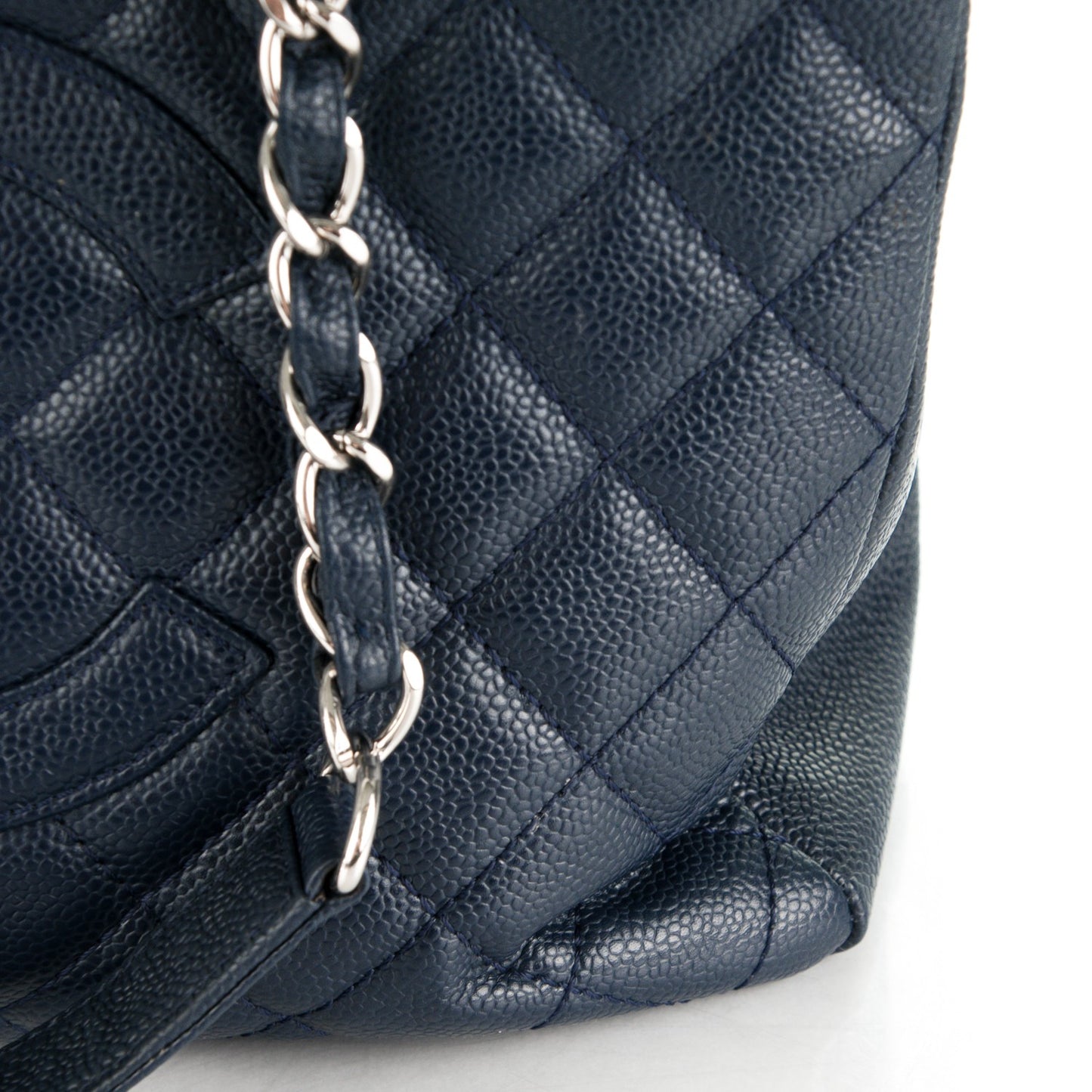 Caviar Quilted Grand Shopping Tote GST Dark Navy Blue