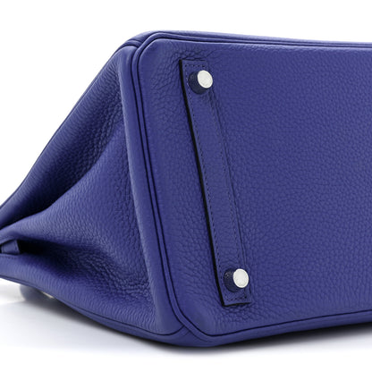 Hermes Taurillon Clemence Birkin 30 Bleu Electrique 9 of 13
