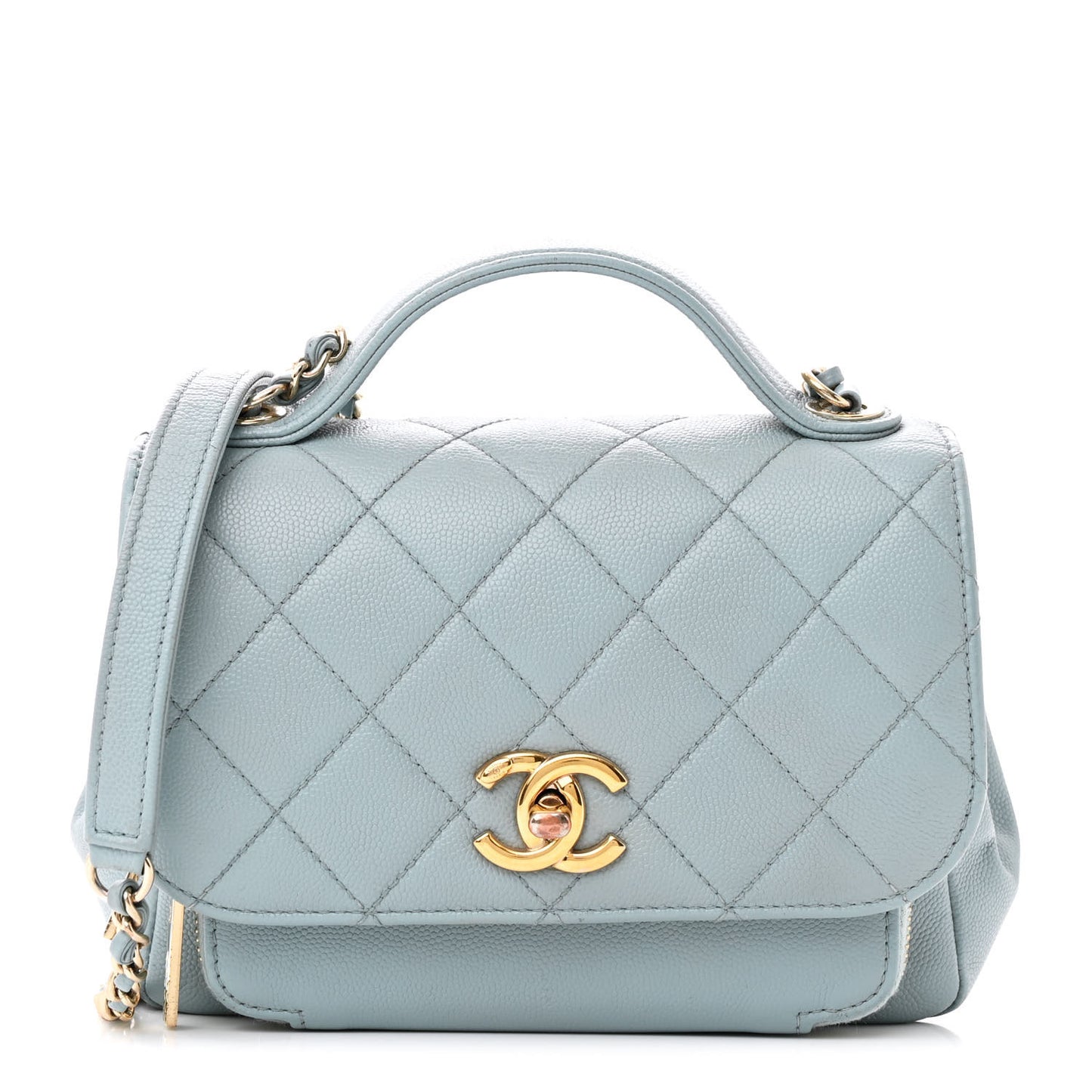 Caviar Quilted Small Business Affinity Flap Blue