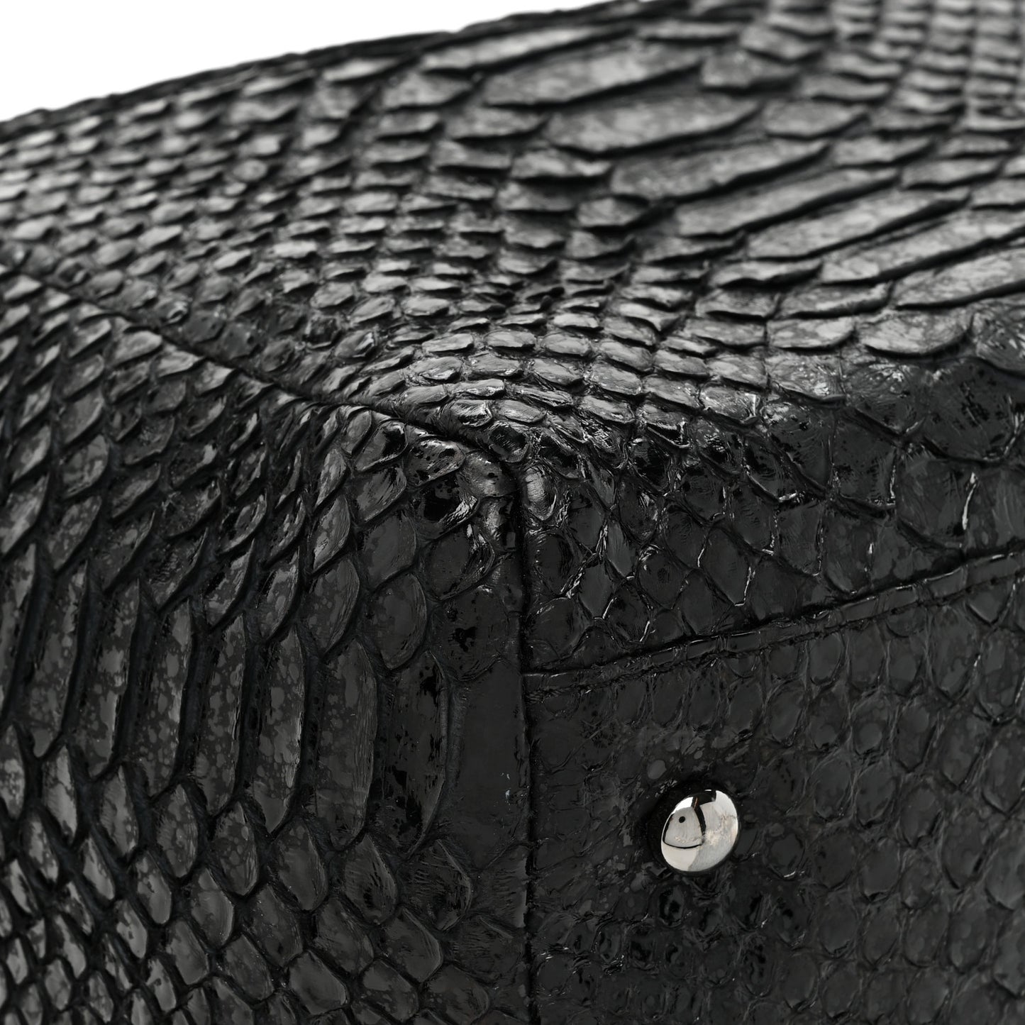 Snakeskin Accordion Tote Black