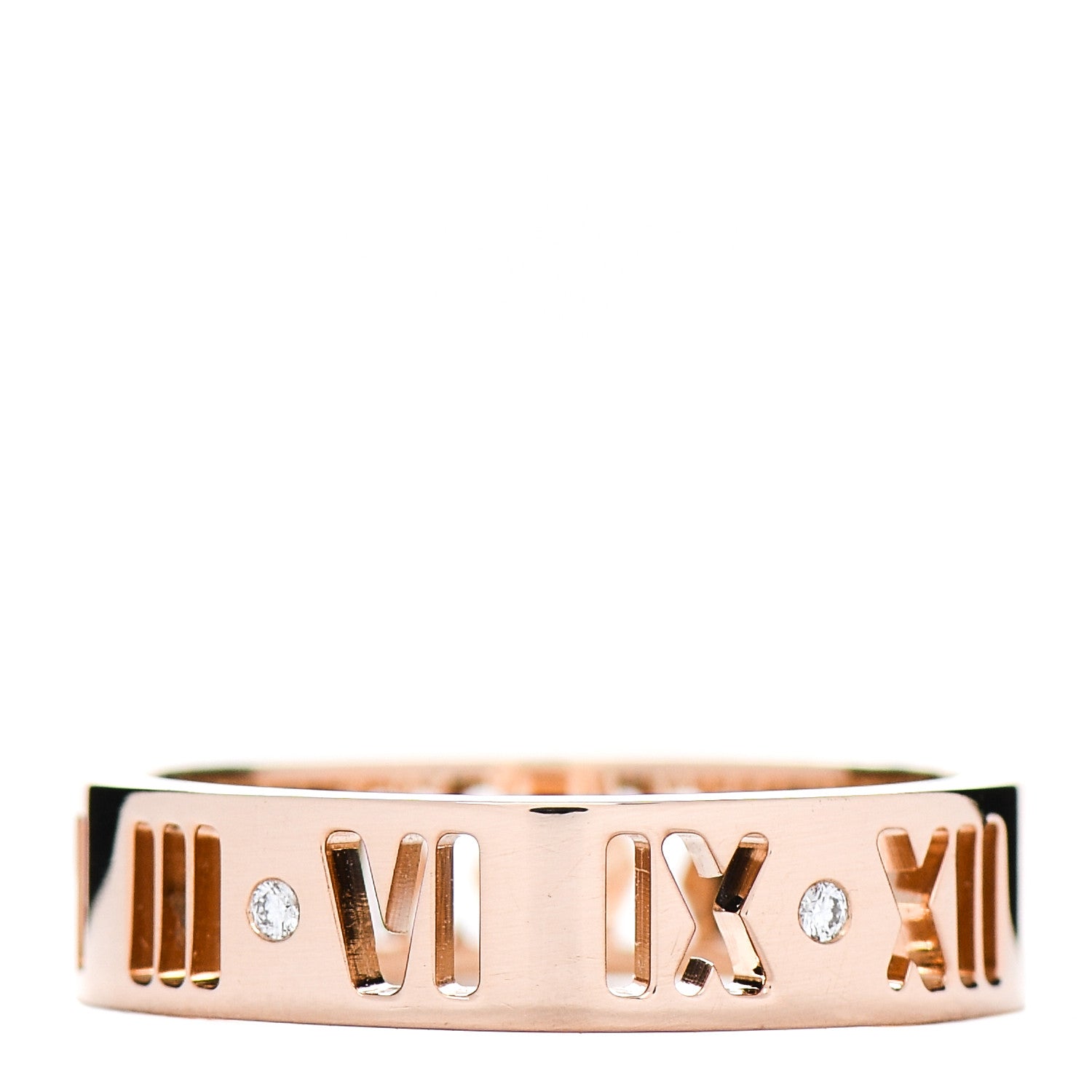 Tiffany 18K Rose Gold Diamond Wide Atlas Pierced Ring 53 6.25 3 of 4