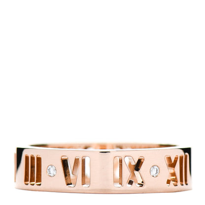 Tiffany 18K Rose Gold Diamond Wide Atlas Pierced Ring 53 6.25 3 of 4