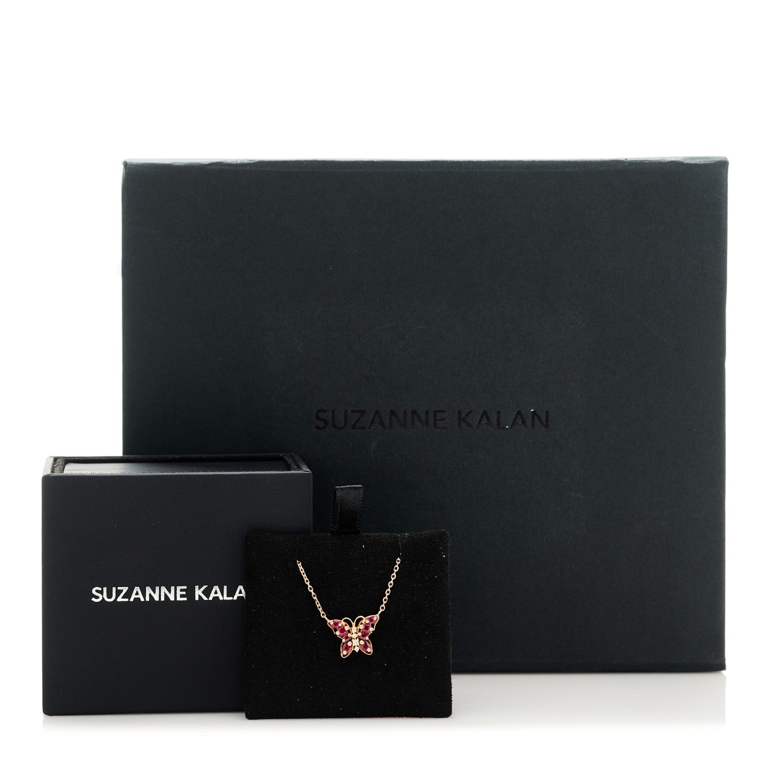 Suzanne Kalan 18K Rose Gold Diamond Ruby Mini Butterfly Pendant Necklace 7 of 7