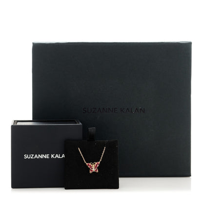 Suzanne Kalan 18K Rose Gold Diamond Ruby Mini Butterfly Pendant Necklace 7 of 7