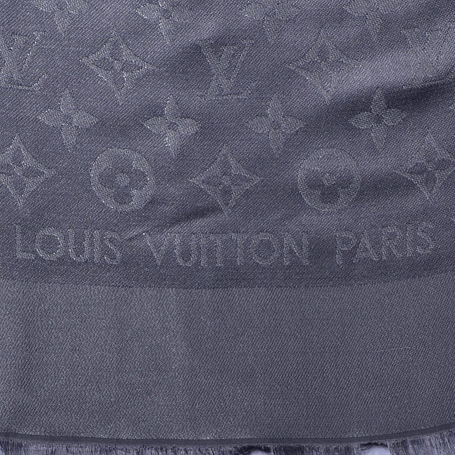 Monogram Silk Wool Shine Shawl Anthracite