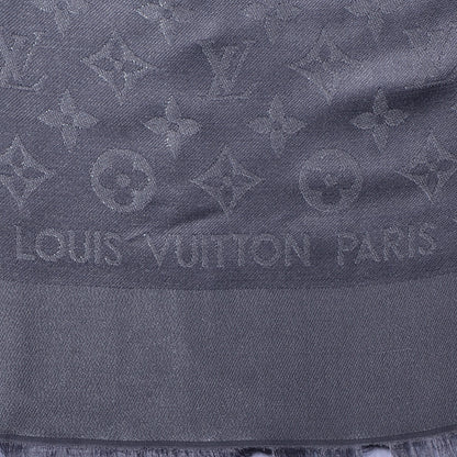 Louis Vuitton Monogram Silk Wool Shine Shawl Anthracite 4 of 5