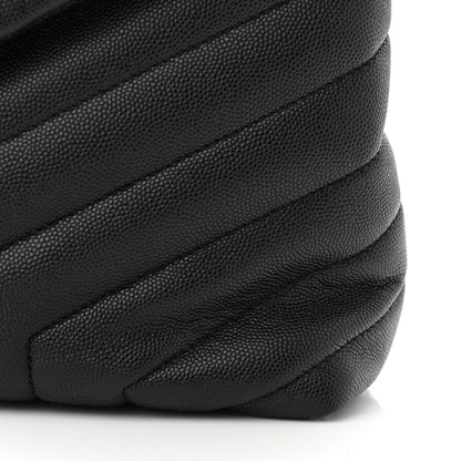 Saint Laurent Grain de Poudre Calfskin Y Quilted Monogram Medium Loulou Chain Satchel Black 11 of 11