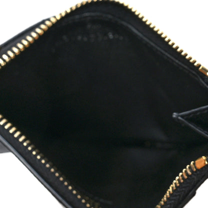 Saint Laurent Grain De Poudre Matelasse Chevron Monogram Fragments Zippered Card Case Black 5 of 9