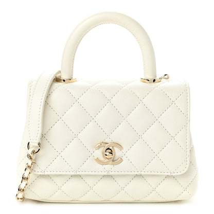Chanel Caviar Quilted Extra Mini Coco Handle Flap White 1 of 10