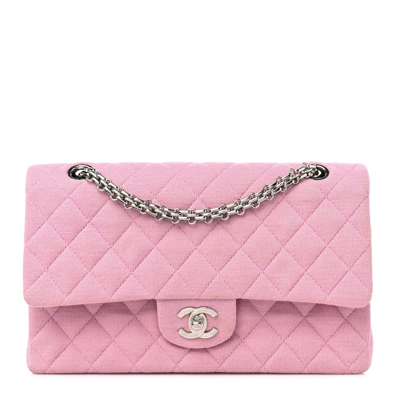 Chanel Jersey Quilted Medium Double Flap Pink 1 of 12