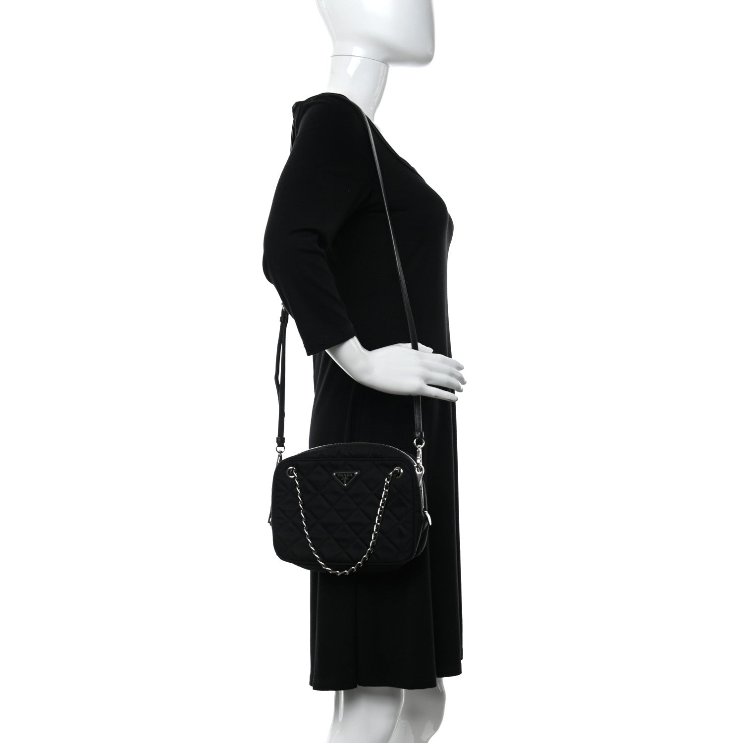 Prada Nylon Tessuto Impuntu Quilted Crossbody Bag Black 2 of 9