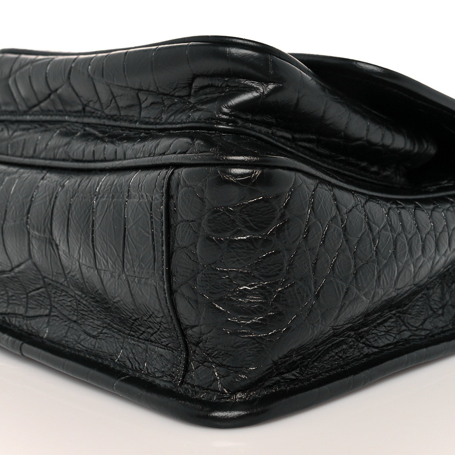 Saint Laurent Calfskin Crocodile Embossed Matelasse Monogram Baby Niki Chain Satchel Black 10 of 10