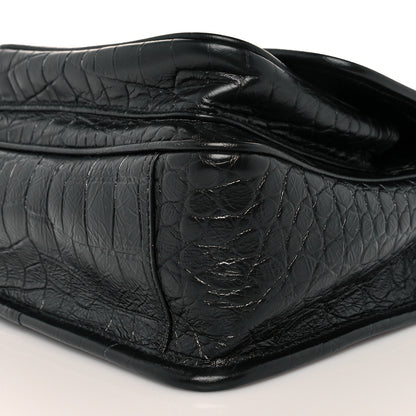 Saint Laurent Calfskin Crocodile Embossed Matelasse Monogram Baby Niki Chain Satchel Black 10 of 10