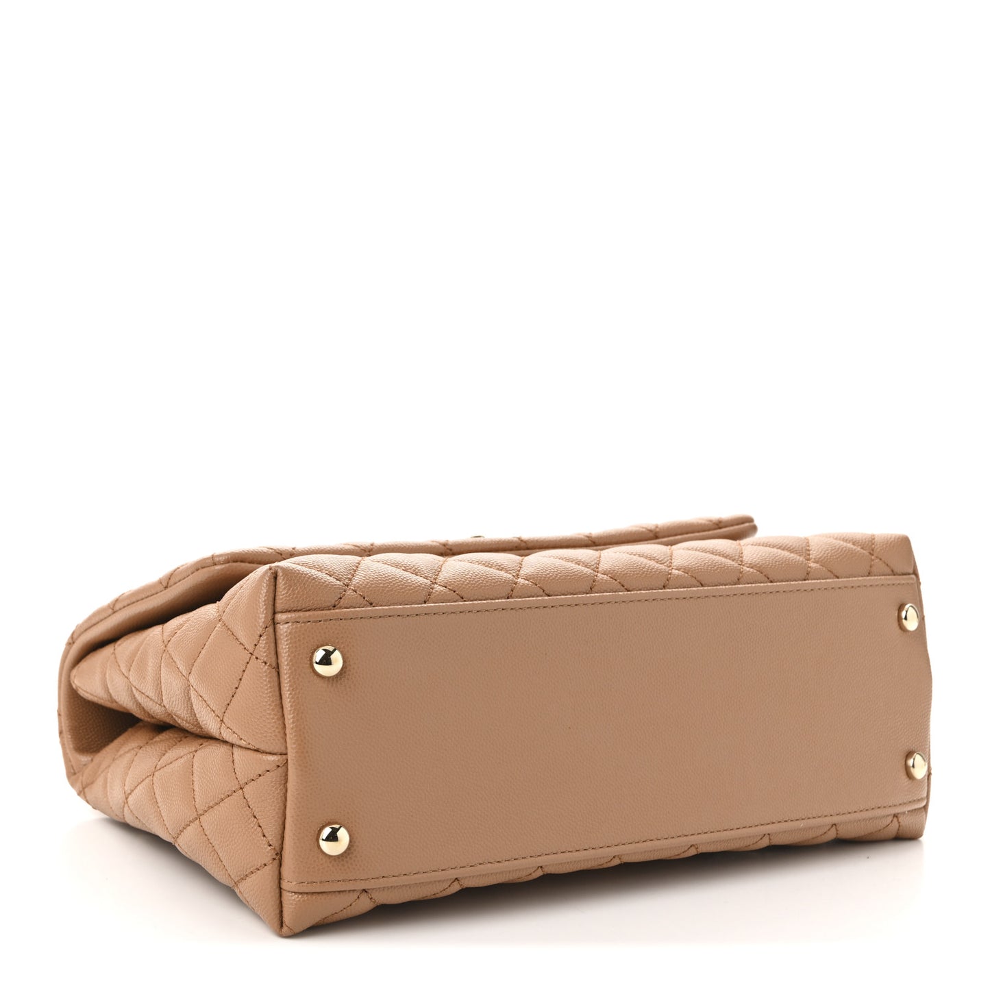 Caviar Lizard Embossed Quilted Small Coco Handle Flap Beige