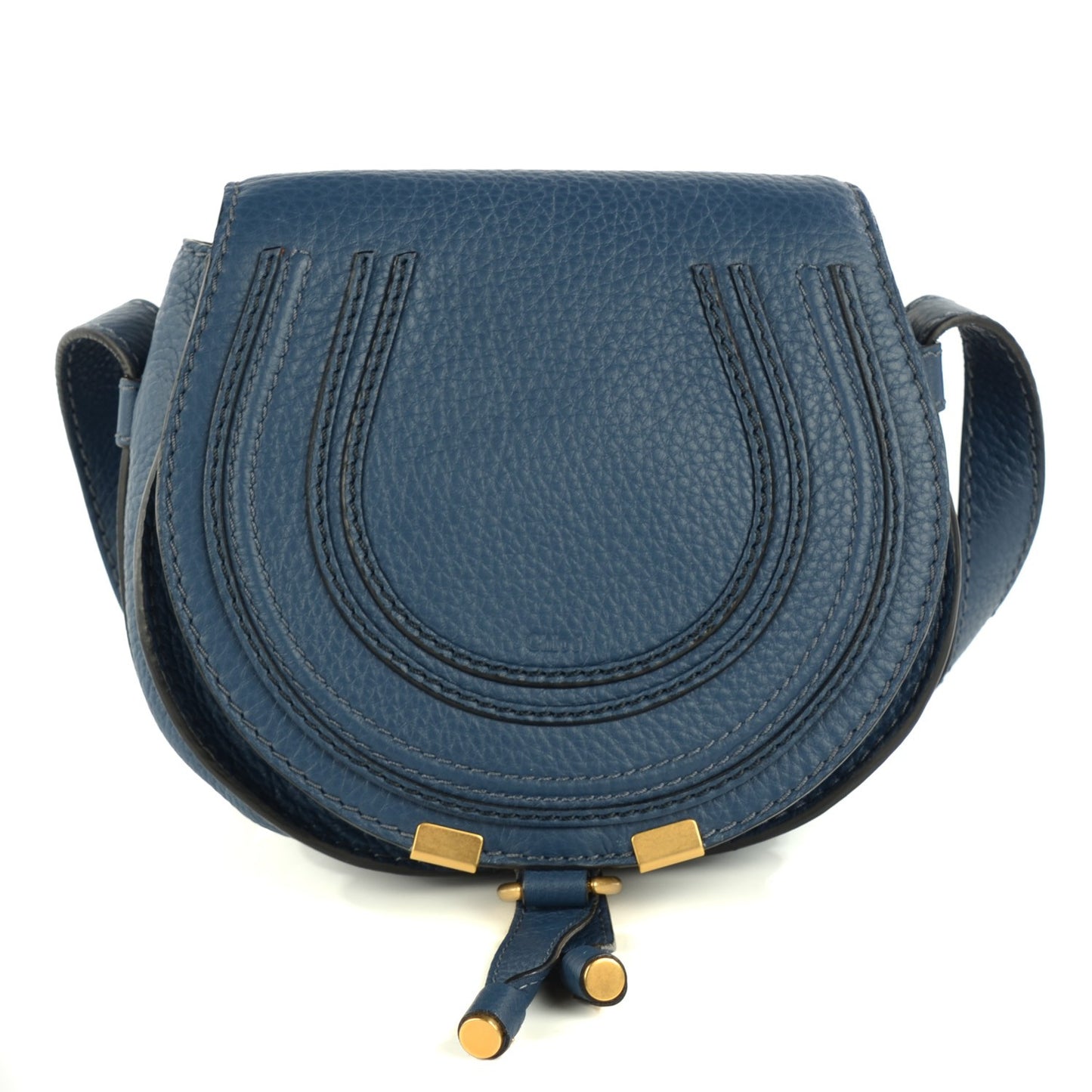 Calfskin Mini Marcie Round Crossbody Bag Royal Navy
