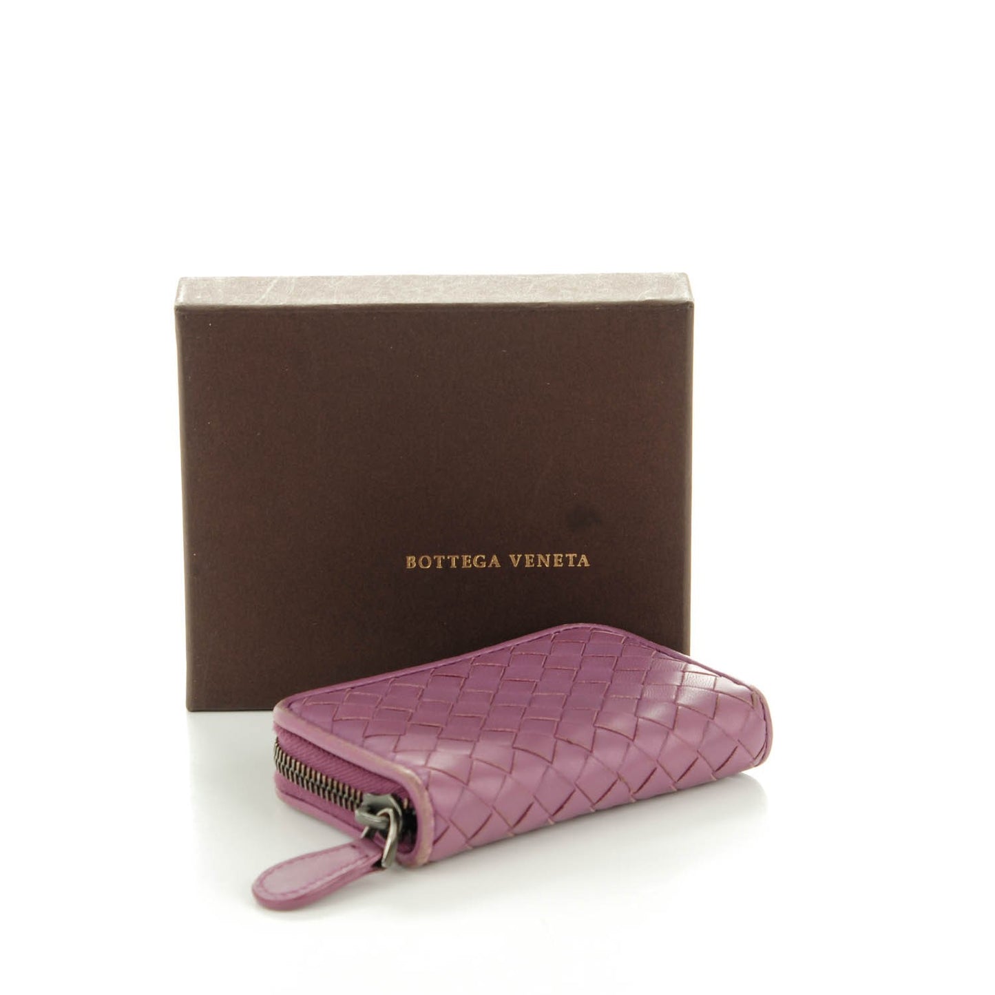 Nappa Intrecciato Zip Around Coin Purse Peony