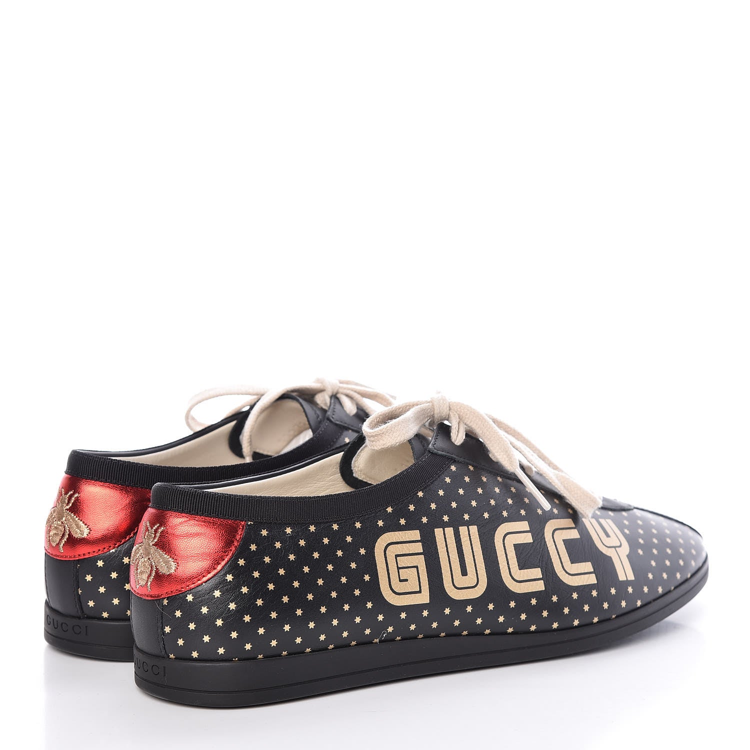 Gucci X SEGA Calfskin GUCCY Stars Mens Falacer Sneakers 7.5 Black 4 of 9