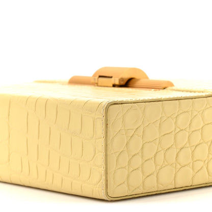 Bottega Veneta Calfskin Crocodile Embossed Daisey Box Clutch Yellow 8 of 12
