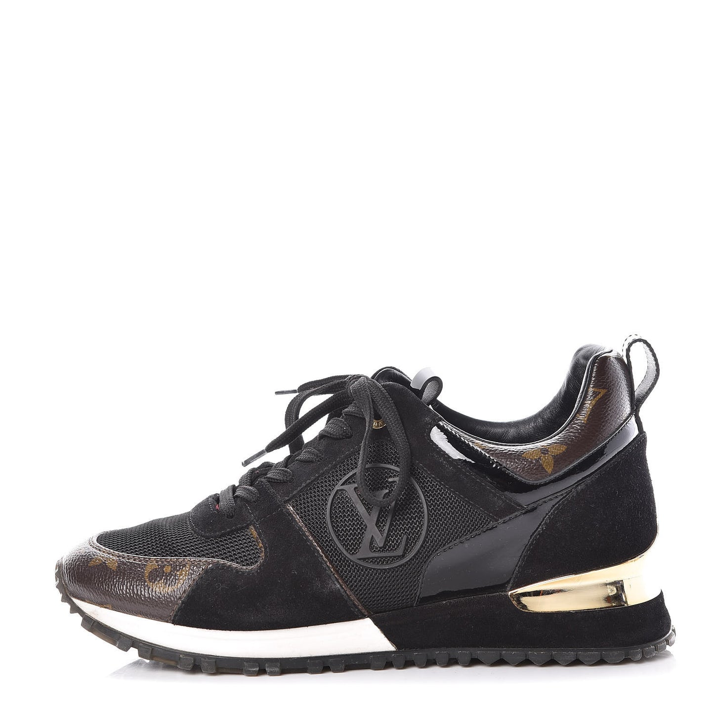 Suede Monogram Run Away Sneakers 36 Black