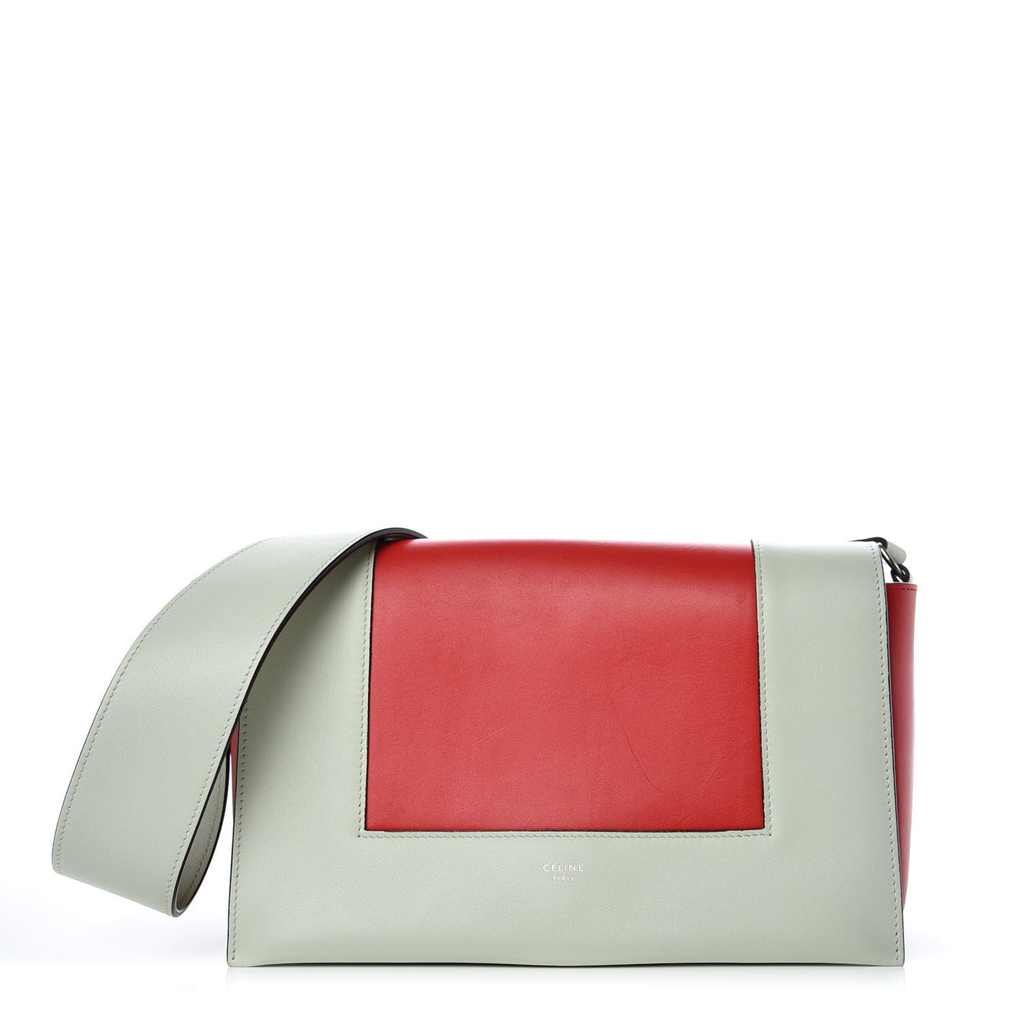 Shiny Smooth Calfskin Medium Frame Shoulder Bag Pastel Green Pop Red