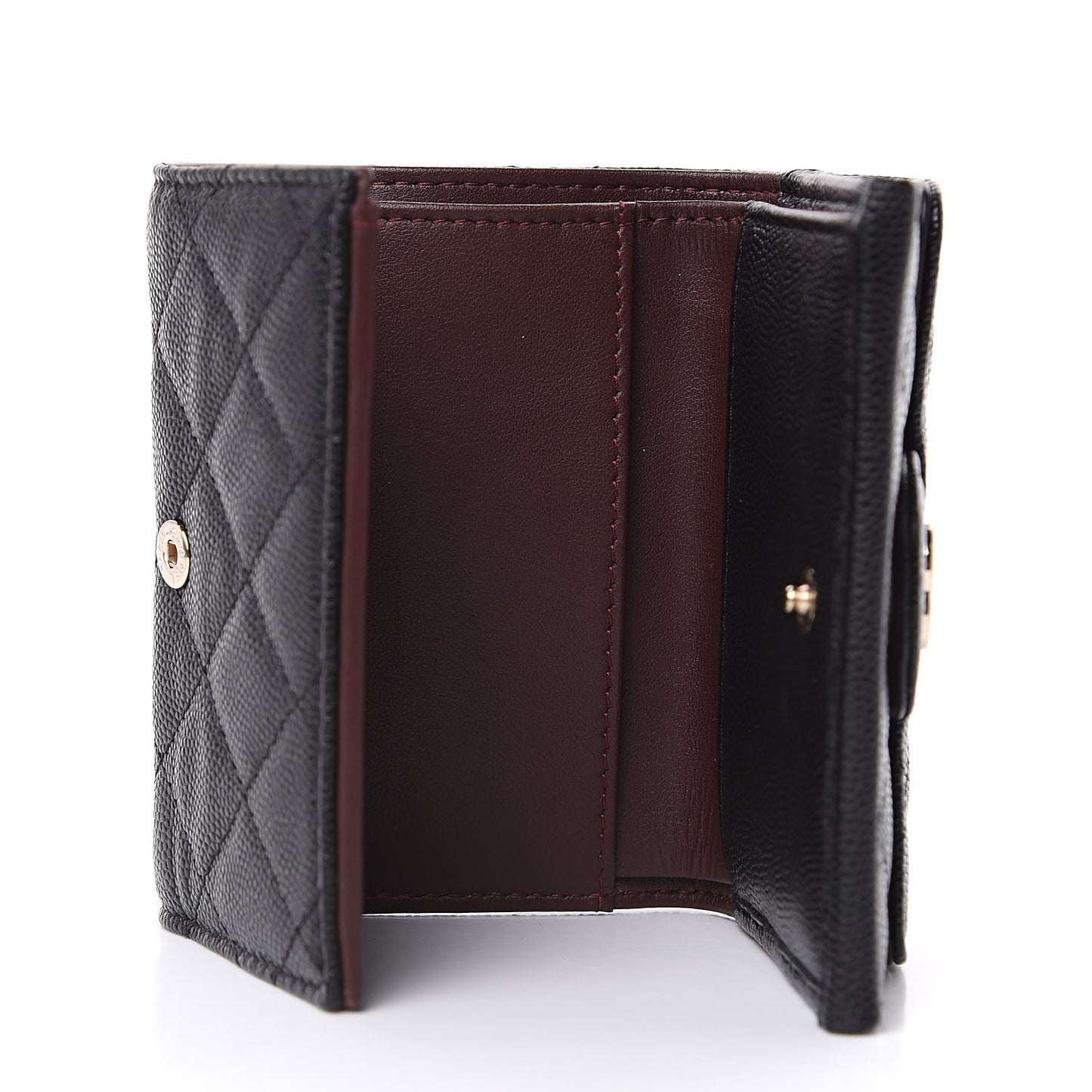 Caviar Quilted Compact Flap Wallet Black