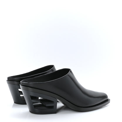 Fendi Vitello Abrasivato FF Cut Mules 39 Black 4 of 7